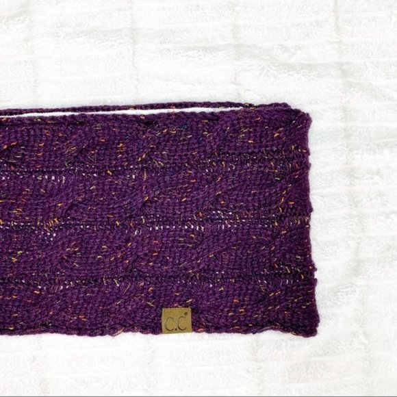 CC Fleece Lined Purple Knit Infinity Scarf - Picture 2 of 5